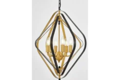 LAMPADA A SOSPENSIONE MODERNA NERA E OTTONE ZEWA W6