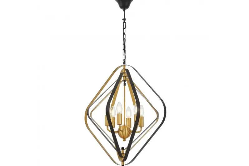 LAMPADA A SOSPENSIONE MODERNA NERA E OTTONE ZEWA W6