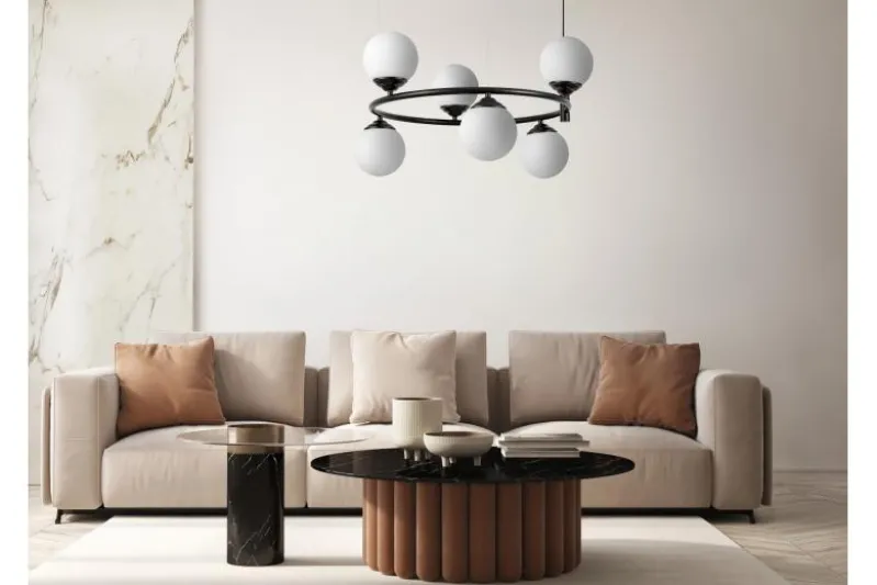 LAMPADA A SOSPENSIONE MODERNA NERA FINO RING W6