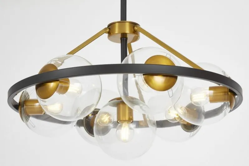 LAMPADA A SOSPENSIONE MODERNA NERO E ORO DONZANO W7 PRO