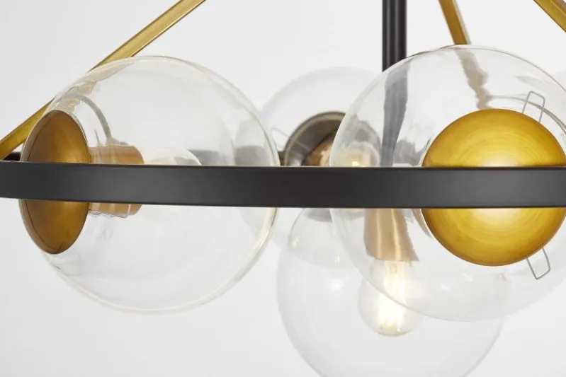 LAMPADA A SOSPENSIONE MODERNA NERO E ORO DONZANO W7 PRO