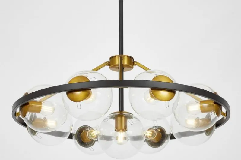 LAMPADA A SOSPENSIONE MODERNA NERO-ORO DONZANO W9 PRO
