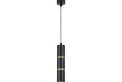 LAMPADA A SOSPENSIONE MODERNA TUBO NERO E ORO ASTI W1