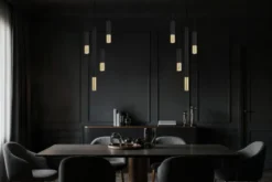 LAMPADA A SOSPENSIONE MODERNA TUBO NERO E ORO LINEO W1