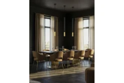 LAMPADA A SOSPENSIONE MODERNA TUBO NERO E ORO SLIM W1