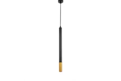 LAMPADA A SOSPENSIONE MODERNA TUBO NERO E OTTONE SLIM W1