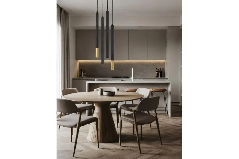 LAMPADA A SOSPENSIONE MODERNA TUBO NERO SLIM W1