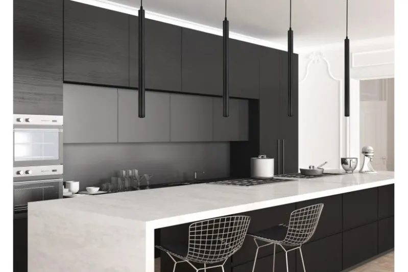 LAMPADA A SOSPENSIONE MODERNA TUBO NERO SLIM W1