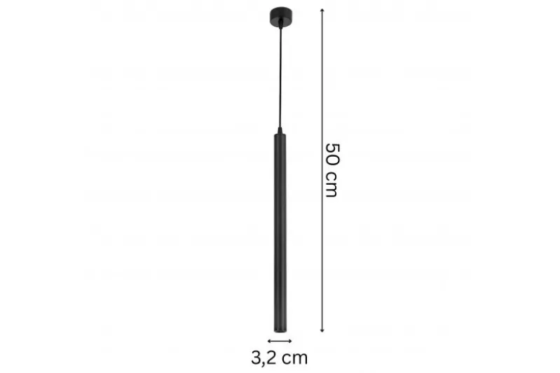 LAMPADA A SOSPENSIONE MODERNA TUBO NERO SLIM W1
