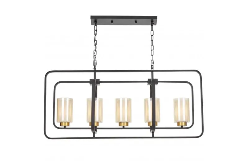 LAMPADA A SOSPENSIONE NERA E OTTONE CHICAGO W5
