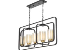 LAMPADA A SOSPENSIONE NERA E OTTONE CHICAGO W5