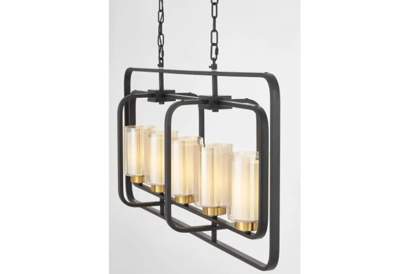 LAMPADA A SOSPENSIONE NERA E OTTONE CHICAGO W5