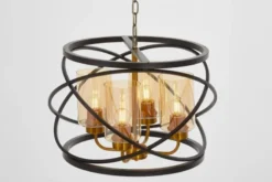 LAMPADA A SOSPENSIONE NERA E OTTONE MOZA W4
