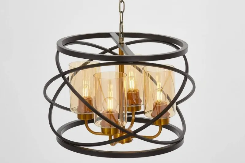 LAMPADA A SOSPENSIONE NERA E OTTONE MOZA W4