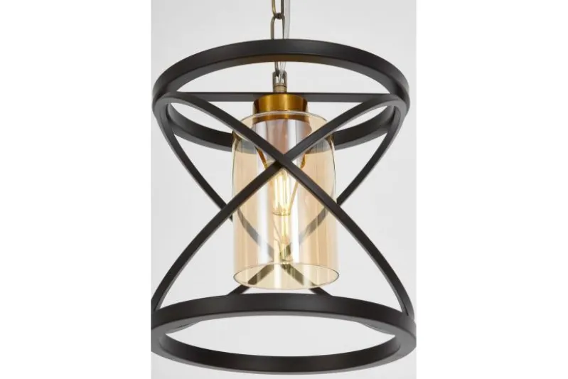 LAMPADA A SOSPENSIONE NERA E OTTONE MOZA W1