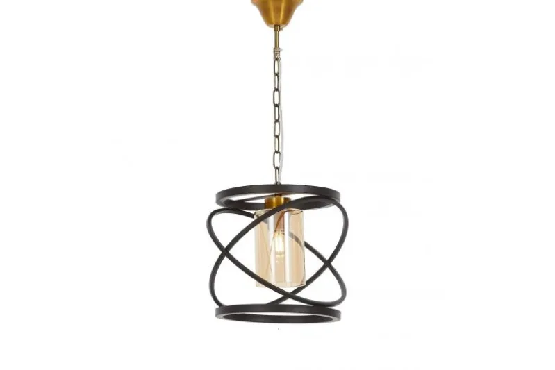 LAMPADA A SOSPENSIONE NERA E OTTONE MOZA W1