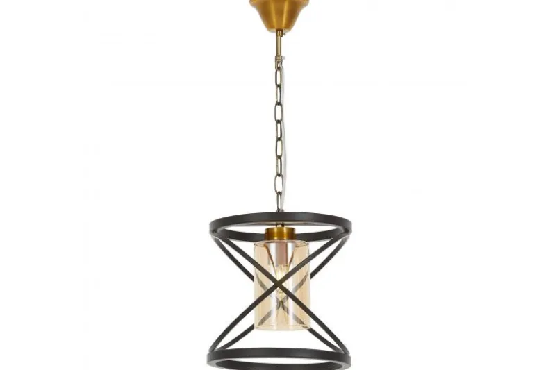 LAMPADA A SOSPENSIONE NERA E OTTONE MOZA W1