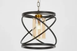 LAMPADA A SOSPENSIONE NERA E OTTONE MOZA W1