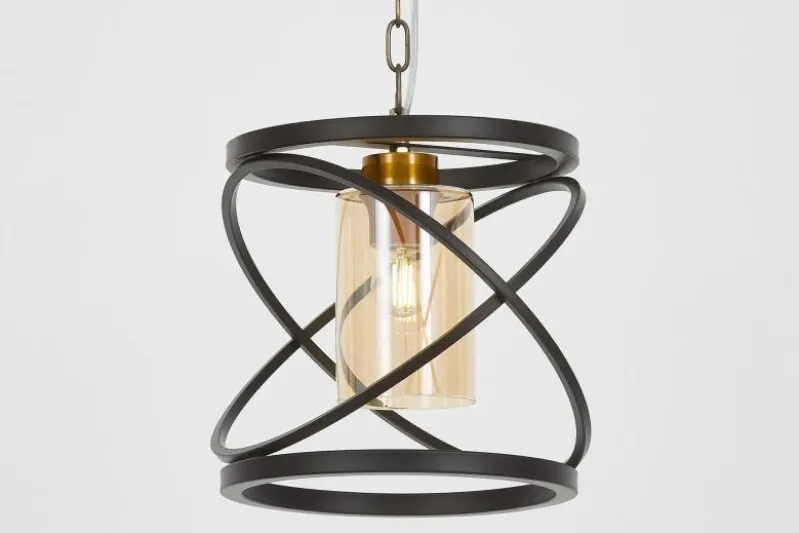 LAMPADA A SOSPENSIONE NERA E OTTONE MOZA W1