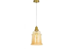Lampada a sospensione ottone con paralume vetro ambra MOLETTI D20