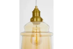 Lampada a sospensione ottone con paralume vetro ambra MOLETTI D20