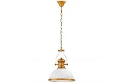 Lampada a sospensione ottone e bianco stile industriale ETTORE
