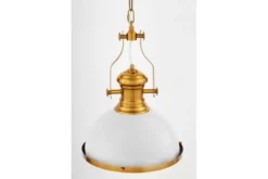 Lampada a sospensione ottone e bianco stile industriale ETTORE