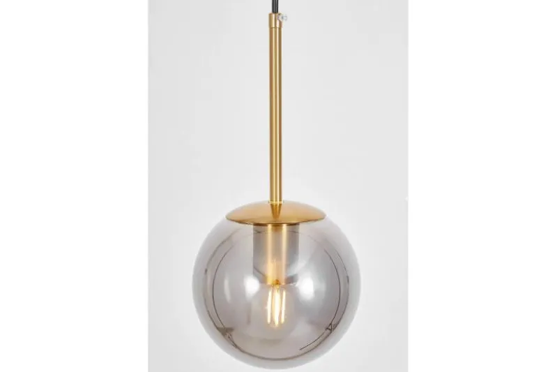 Lampada a sospensione ottone sfera grigio fumo ZODIAK D15