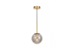 Lampada a sospensione ottone sfera grigio fumo ZODIAK D15