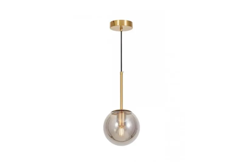 Lampada a sospensione ottone sfera grigio fumo ZODIAK D15