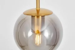 Lampada a sospensione ottone sfera grigio fumo ZODIAK D15