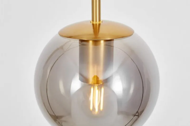 Lampada a sospensione ottone sfera grigio fumo ZODIAK D15