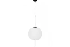 Lampada a sospensione palla bianca stelo metallo nero ALPINA D33