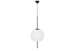 Lampada a sospensione palla bianca stelo metallo nero ALPINA D33