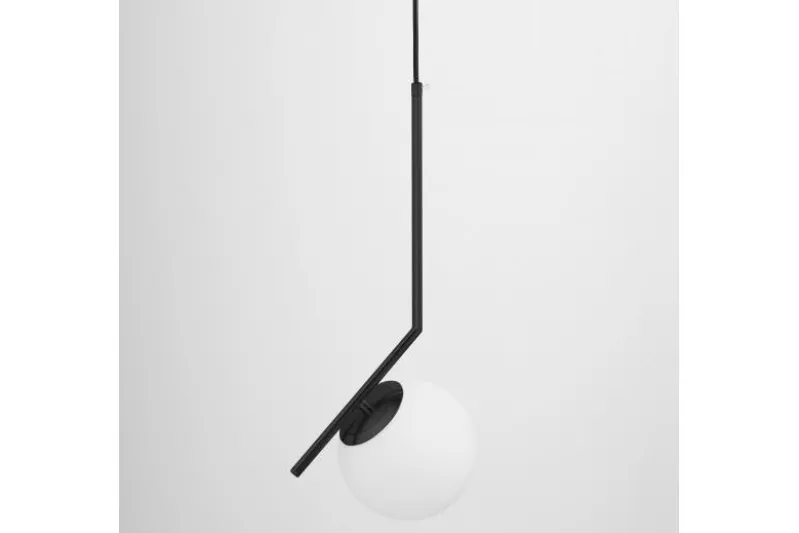 Lampada a sospensione sfera bianca e metallo nero SORENTO D15