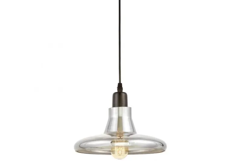 Lampada a sospensione stile industriale in vetro grigio fumo ALTONI