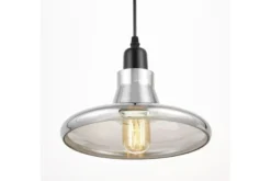 Lampada a sospensione stile industriale in vetro grigio fumo ALTONI