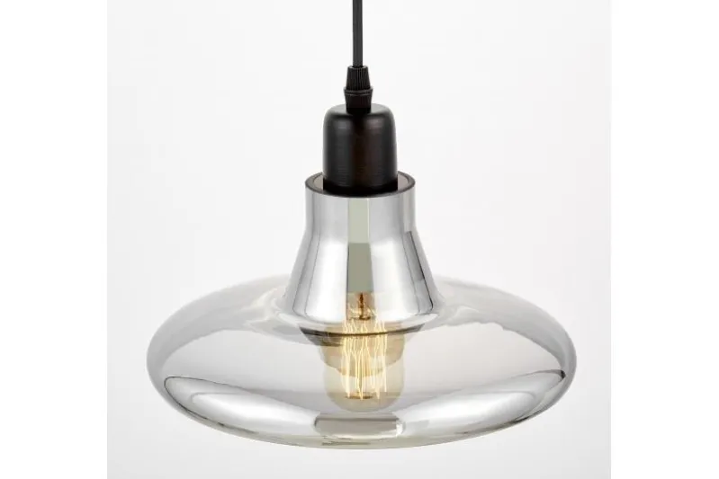Lampada a sospensione stile industriale in vetro grigio fumo ALTONI