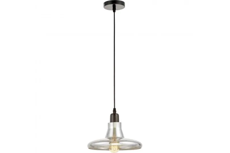 Lampada a sospensione stile industriale in vetro grigio fumo ALTONI
