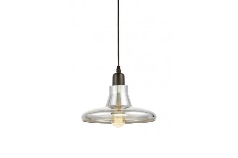 Lampada a sospensione stile industriale in vetro grigio fumo ALTONI