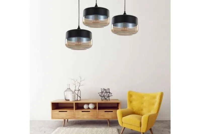 Lampada a sospensione stile industriale vintage BARLET Nero