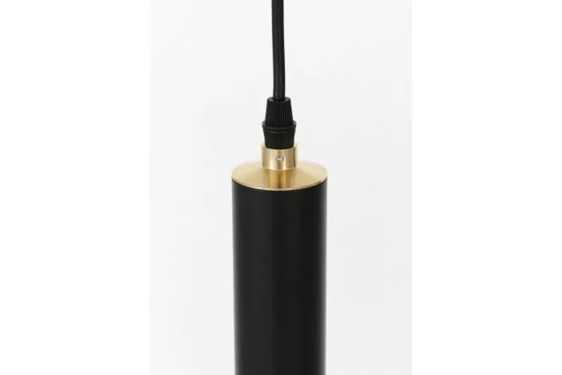 Lampada a sospensione tubolare con boccia bianca nero oro FOLINO W1