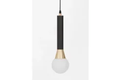 Lampada a sospensione tubolare con boccia bianca nero oro FOLINO W1