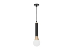 Lampada a sospensione tubolare con boccia bianca nero oro FOLINO W1