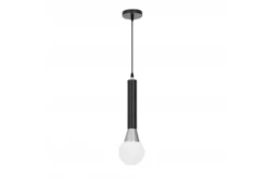 Lampada a sospensione tubo nero e sfera bianca FOLINO W1