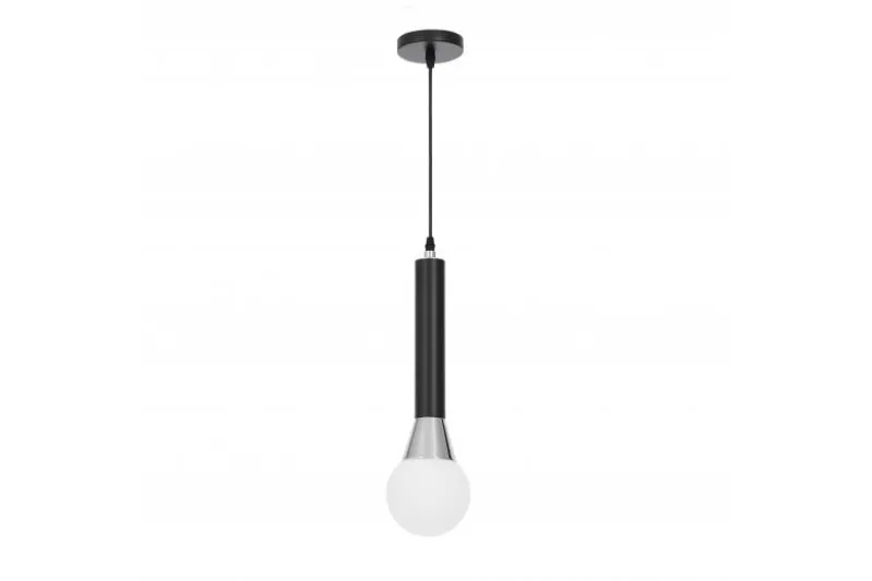 Lampada a sospensione tubo nero e sfera bianca FOLINO W1