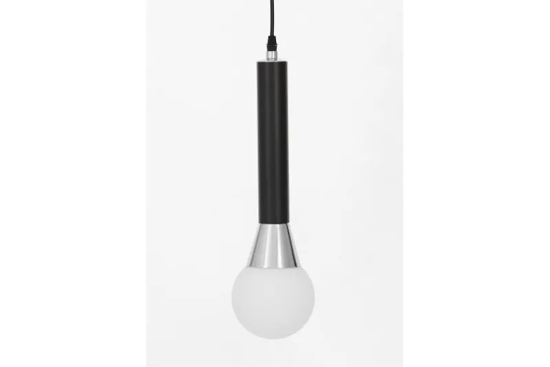 Lampada a sospensione tubo nero e sfera bianca FOLINO W1