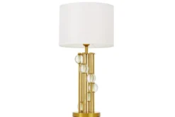 Lampada da comodino bianca e ottone moderna KAMPANIA