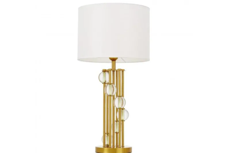 Lampada da comodino bianca e ottone moderna KAMPANIA