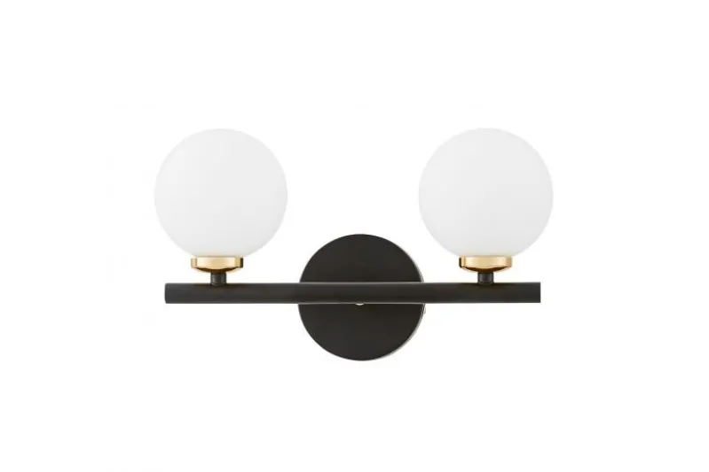 Lampada da parete due sfere nero oro MARSIADA W2